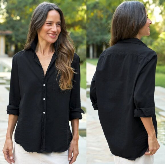 FRANK & EILEEN Eileen Relaxed Button Up Shirt Distressed Black Size L - Picture 1 of 10